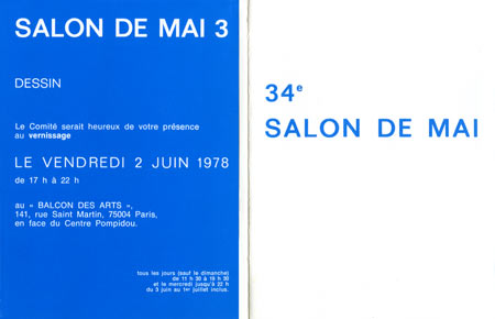 invitation pour le 34eme Salon de Mai, Galerie Le Balcon des Arts - Paris, "dessin de peintres"