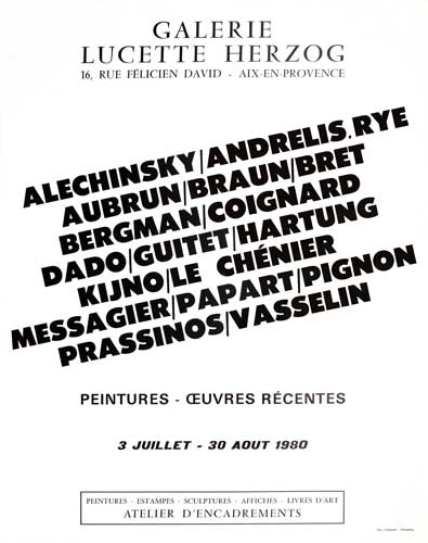 affiche de l'exposition "Peintures,œuvres récentes", Galerie Lucette Herzog - Aix-en-Provence