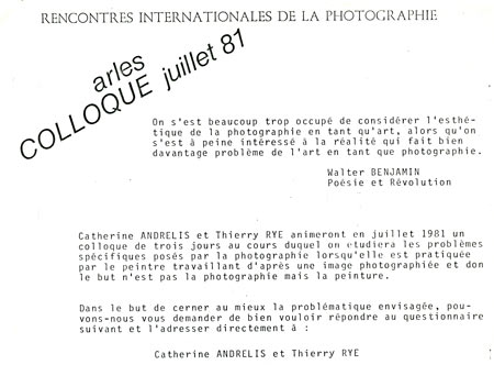 Rencontres Internationales de la Photographie, Arles, questionnaire