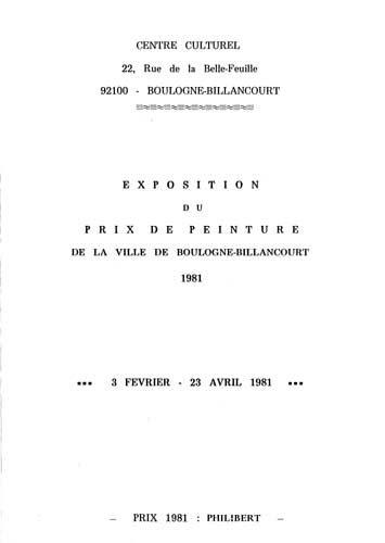 dépliant de l'exposition du prix de peinture du Salon de Boulogne 1981