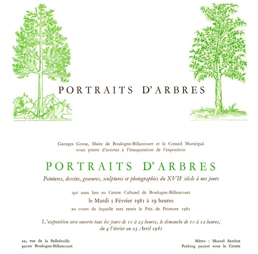 invitation du Salon de Boulogne, "Portraits d'Arbres"