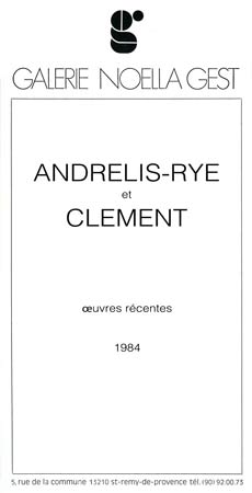 affichette maquette pour l'exposition "Andrélis-Rye Clément" à la galerie Noella Gest