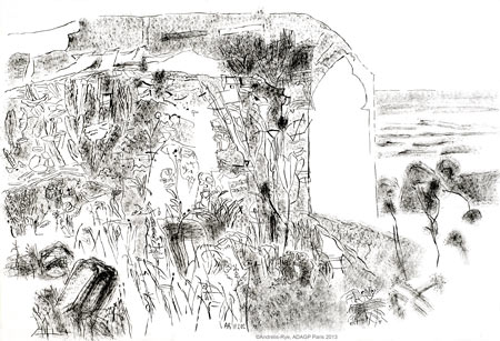 Pierres, 11 février 2002, encre de Chine sur papier, 75 x 110 cm