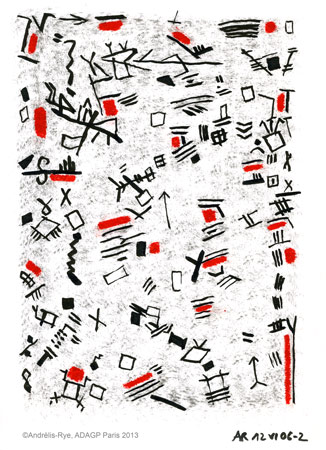 Chasse, 12 juin 2006 n°2, huile et encre de Chine sur papier, 31 x 24 cm