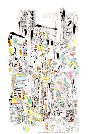 Archaias, 21 août 2009, huile et encre de Chine sur papier, 120 x 80 cm