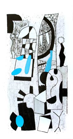 Andr&eacute;lis-Rye, Dans les nuages-2, 7 novembre 2025, huile et encre de Chine sur papier, 92 x 50 cm