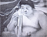 Sumotori, avril 1980, feutre à l'eau sur papier
