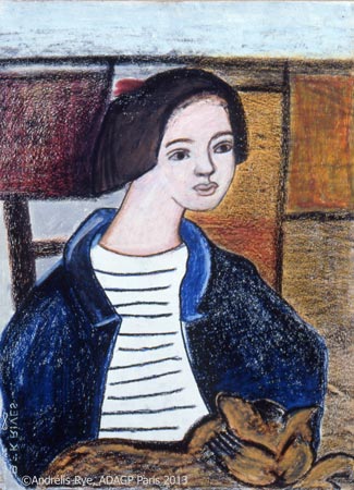 Femme sur un banc 1, 8 octobre 1987, pastel à la cire sur papier, 190 x 115 cm