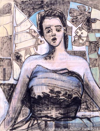 Portrait, 13 janvier 1993, huile et encre sur papier, 76 x 58 cm
