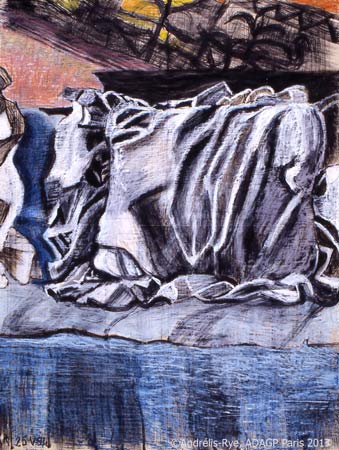 Divan, 25 mai 1994, huile et encre sur papier, 40 x 57 cm