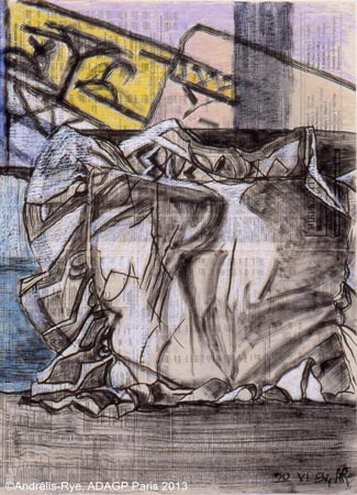 Divan, 20 juin 1994, huile et encre sur papier, 76 x 58 cm