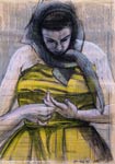 Femme penchée, 1er mai 1995, huile et encre sur papier, 76 x 58 cm