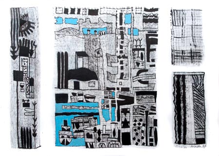 NYC Battery Park, 29 ao�t 2026, huile et encre de Chine sur papier, 65 x 92 cm